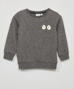 Sweat en molleton chiné 'yeux' - GRIS1