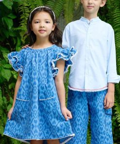 Robe tie and dye  manches papillon BUTTERFLY - 'LA FAUTE A VOLTAIRE' - Bleu