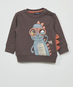 Sweat en molleton 'dinosaure' - Gris