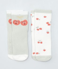 Lot de 2 paires de chaussettes antidérapantes - Vert/blanc