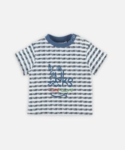 T-shirt manches courtes rayé - Bleu