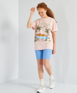 Tee-shirt imprimé 'Palm Beach' - Rose
