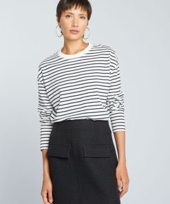T-shirt marinière en jersey - Blanc/noir
