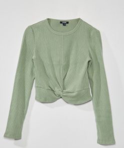 T-shirt en maille doudou côtelé - Vert