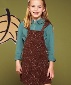 Robe salopette léopard en velours - Marron léopard