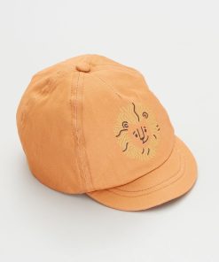 Casquette forme baseball imprimé en coton twill - orange lion