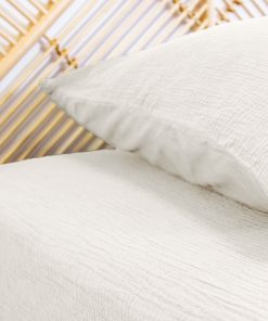 Drap housse en gaze de coton - blanc