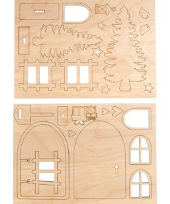 Mini scène de Noël à monter 26 pièces - Marron