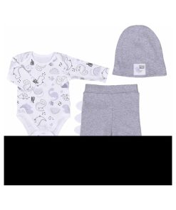 Ensemble vêtements Bébé 3 pièces, DINO - Gris