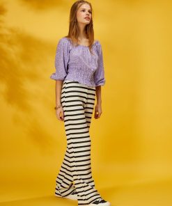 Blouse fleurie à encolure bardot - Violet