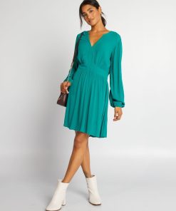 Robe courte en crépon - Vert