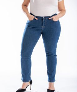 Jeans coupe droite taille haute denim OBR8 - Bleu