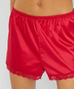 Short satiné avec dentelle - rouge