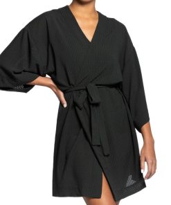 Kimono texturé et semi-transparent Carino - Noir