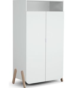 AT4 - Armoire PIRATE Blanc et Hêtre - Marron foncé