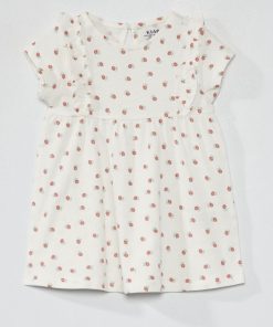 Robe volantée avec imprimé - Blanc