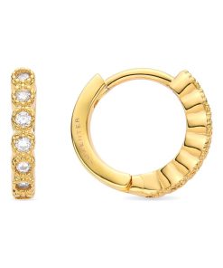 Boucles d'oreilles Merwa composées de zircone brillante, finition en or jaune 18kt - Multicolore