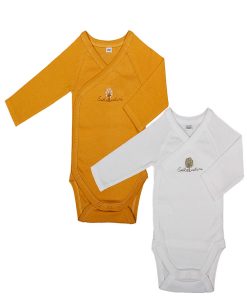 Eveil Et Nature Lot De 2 Bodys Manches Longues Coton Bio - Moutarde