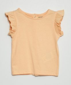Tee-shirt à manches volantées - Orange