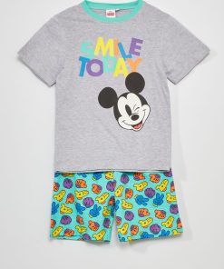 Ensemble de pyjama 'Mickey' en jersey - Gris/vert
