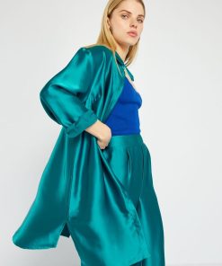 Chemise satinée - Bleu