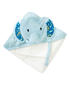 Cape de bain + gant Mo l'éléphant Zanimo (75 x 75 cm) - Bleu
