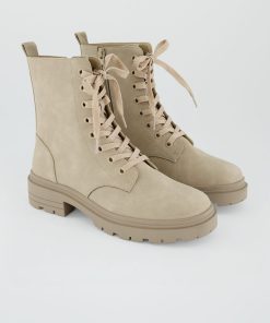 Boots à lacets en suedine - Beige