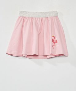 Jupe évasée avec ceinture pailletée - rose