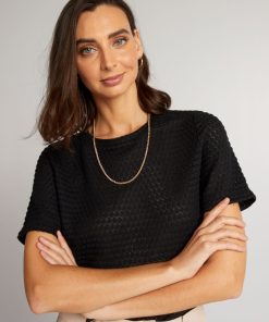T-shirt en maille crochet - noir