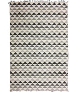 Tapis salon 160x230 TRINDILO Gris fait main en coton Certification care and Fair idéal pour Salon - Gris