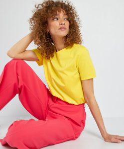 T-shirt uni en jersey - Jaune