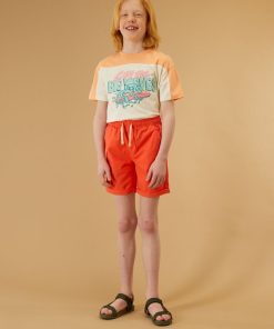 Bermuda droit uni - rouge corail
