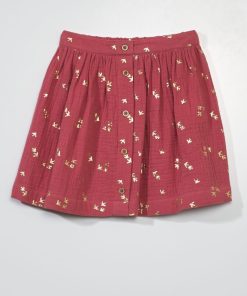 Jupe courte en gaze de coton - Rose
