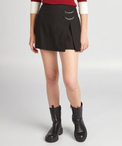 Jupe short à rayures - noir