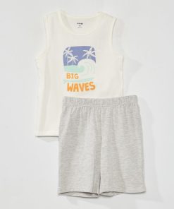 Pyjama 'surf' short + débardeur - 2 pièces - Blanc