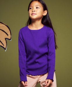 T-shirt en maille côtelée à manches longues - VIOLET TIL