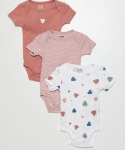 Lot de 3 bodies - Rose/blanc