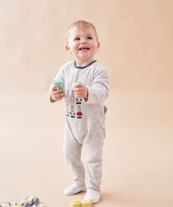 Pyjama dors-bien en velours, - Gris