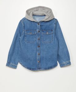 Chemise en jean avec capuche - Bleu