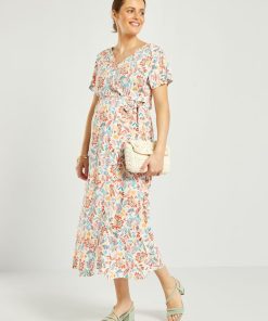Robe grossesse imprimée - Blanc imprimé