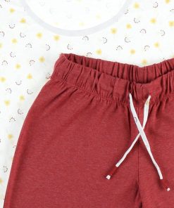 Pyjama 2 pièces maman, ecru/roos - Blanc