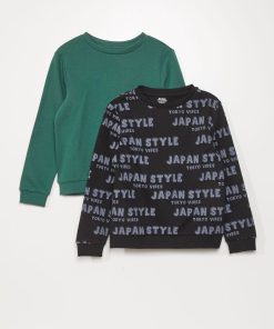 Lot de 2 sweats imprimés - Noir/vert