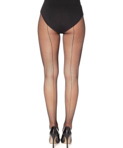 Collant résille avec couture Kabarette - Noir