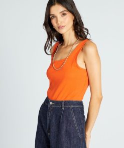 Body en maille côtelée - Orange