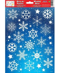 Décoration de fenêtre électrostatique Noël - Flocons de Neige - Blanc