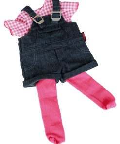 Vêtement pour poupée de 45 à 50 cm : Salopette jeans, T-shirt et collants - N/A