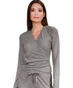 T-shirt cache-coeur Femme Gris chiné - Gris