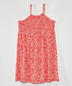 Robe fleuri à fines bretelles - Rouge