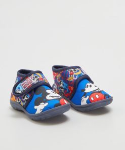 Chaussons montants à scratch 'Mickey' - bleu