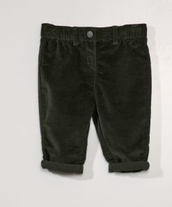 Pantalon paperbag en velours côtelé - Vert
